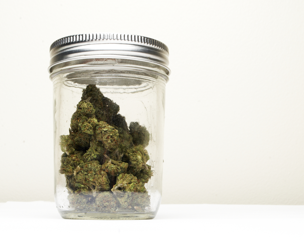 marijuana stored in glass jar